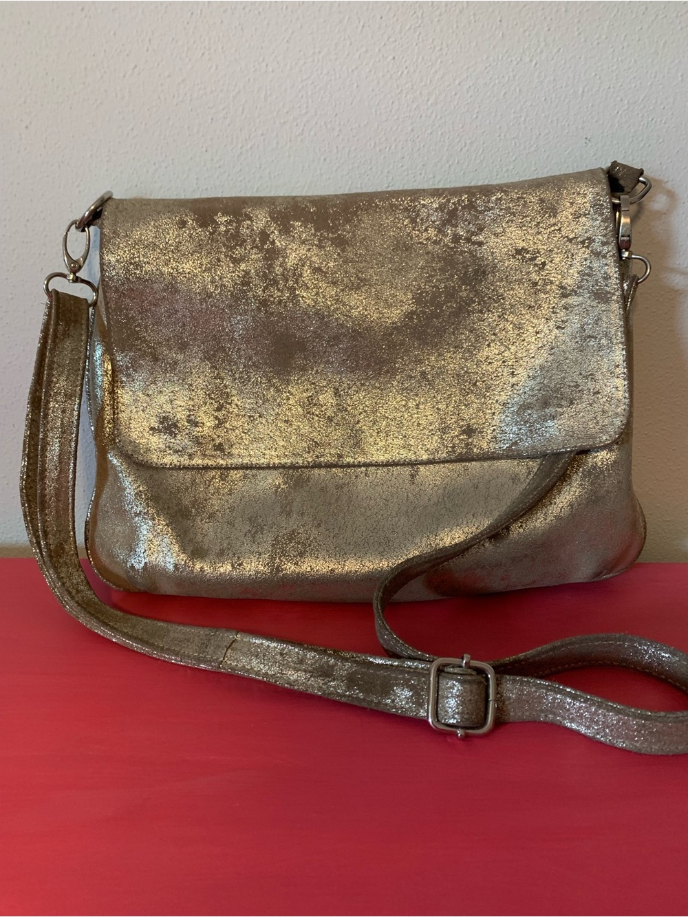 CoFi Metallic Leather Crossbody Shoulder Bag